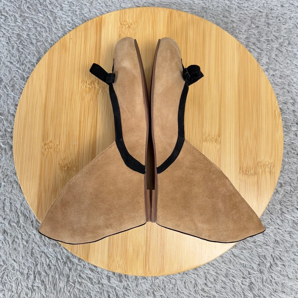 Jeffrey Campbell LadyLike Tan Suede Wedge Pumps Bow Womens Size 6.5 New Havana